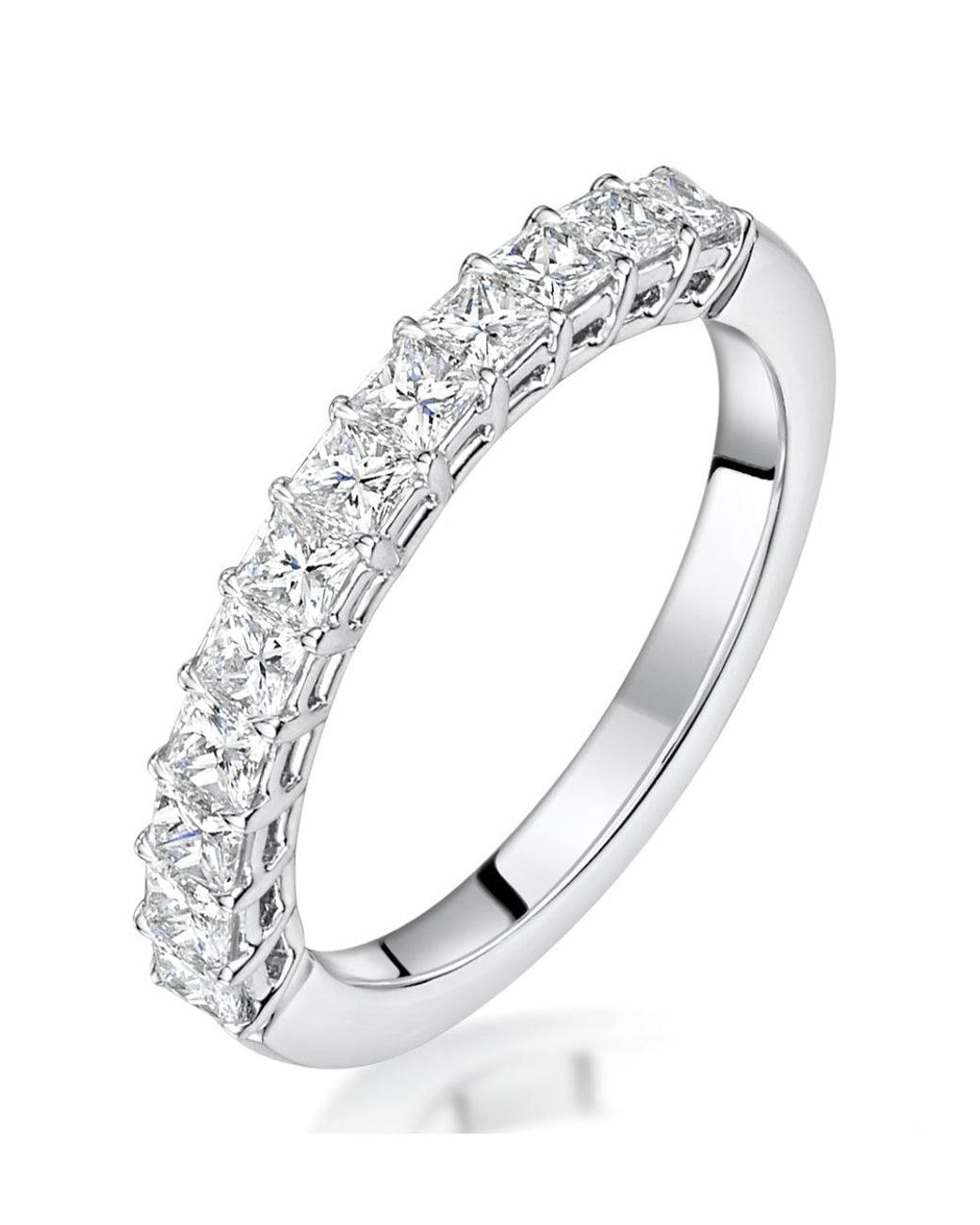 The Diamond Store Metallic Clara Diamond Eternity Ring Princess Cut 1Ct Vvs Size J-N