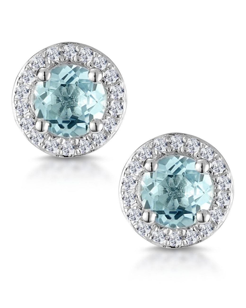 The Diamond Store Blue 0.69Ct Aquamarine And Diamond Halo Stellato Earrings