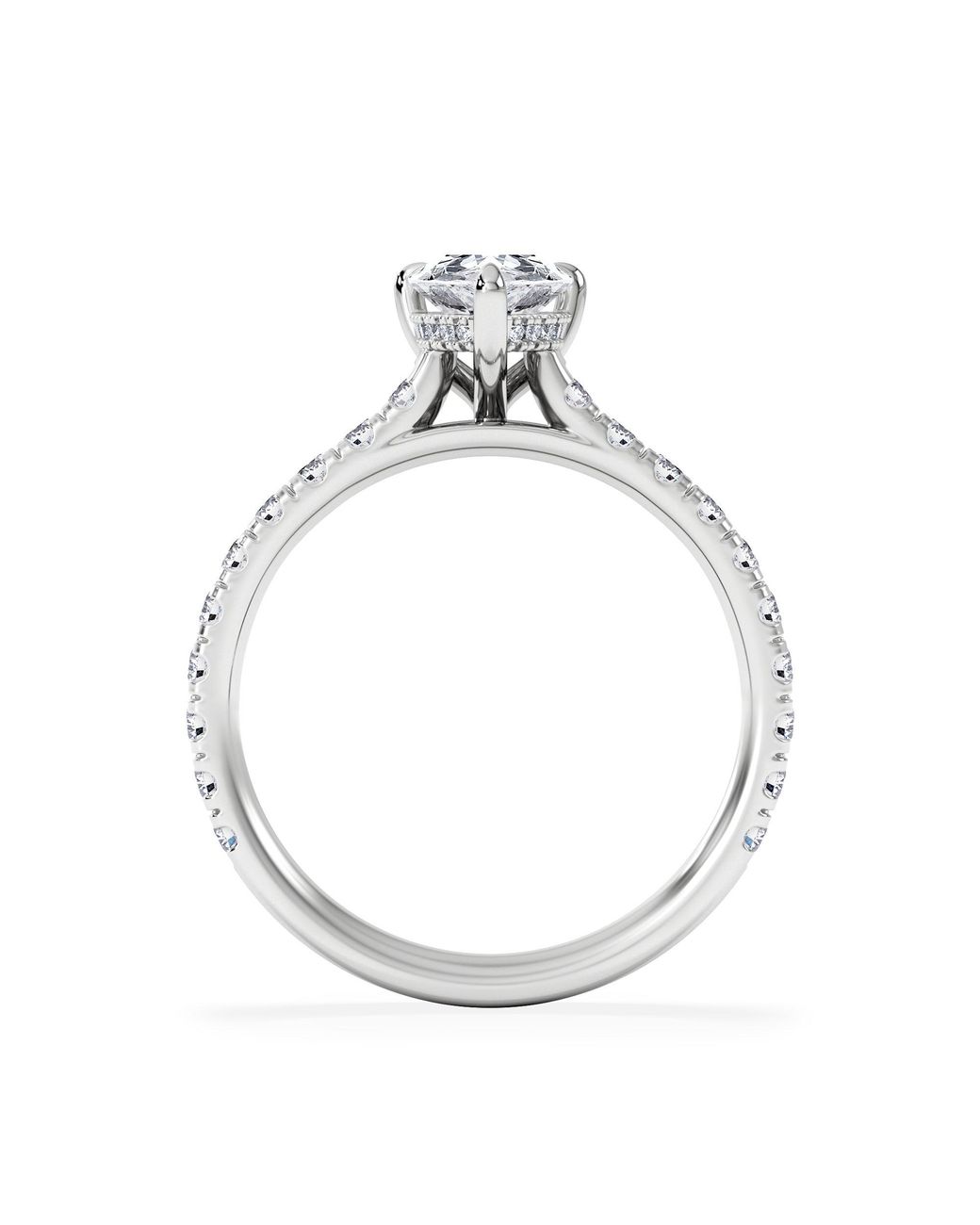 The Diamond Store White Amora Pear 1.47Ct Hidden Halo Lab Diamond Engagement Ring With Side Stones Set