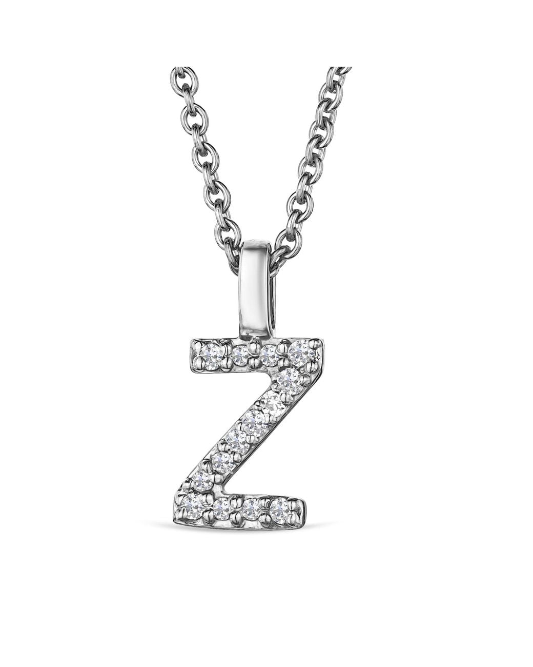 The Diamond Store White Love Letter Initial Z Lab Diamond Necklace Set