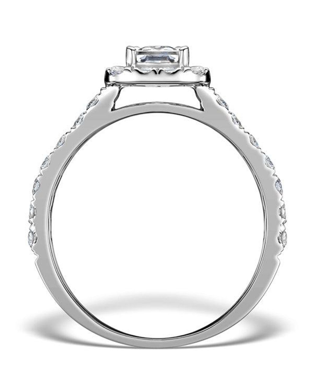 The Diamond Store Metallic Halo Engagement Ring Aria 1.30Ct Si2 Princess Diamond 18K