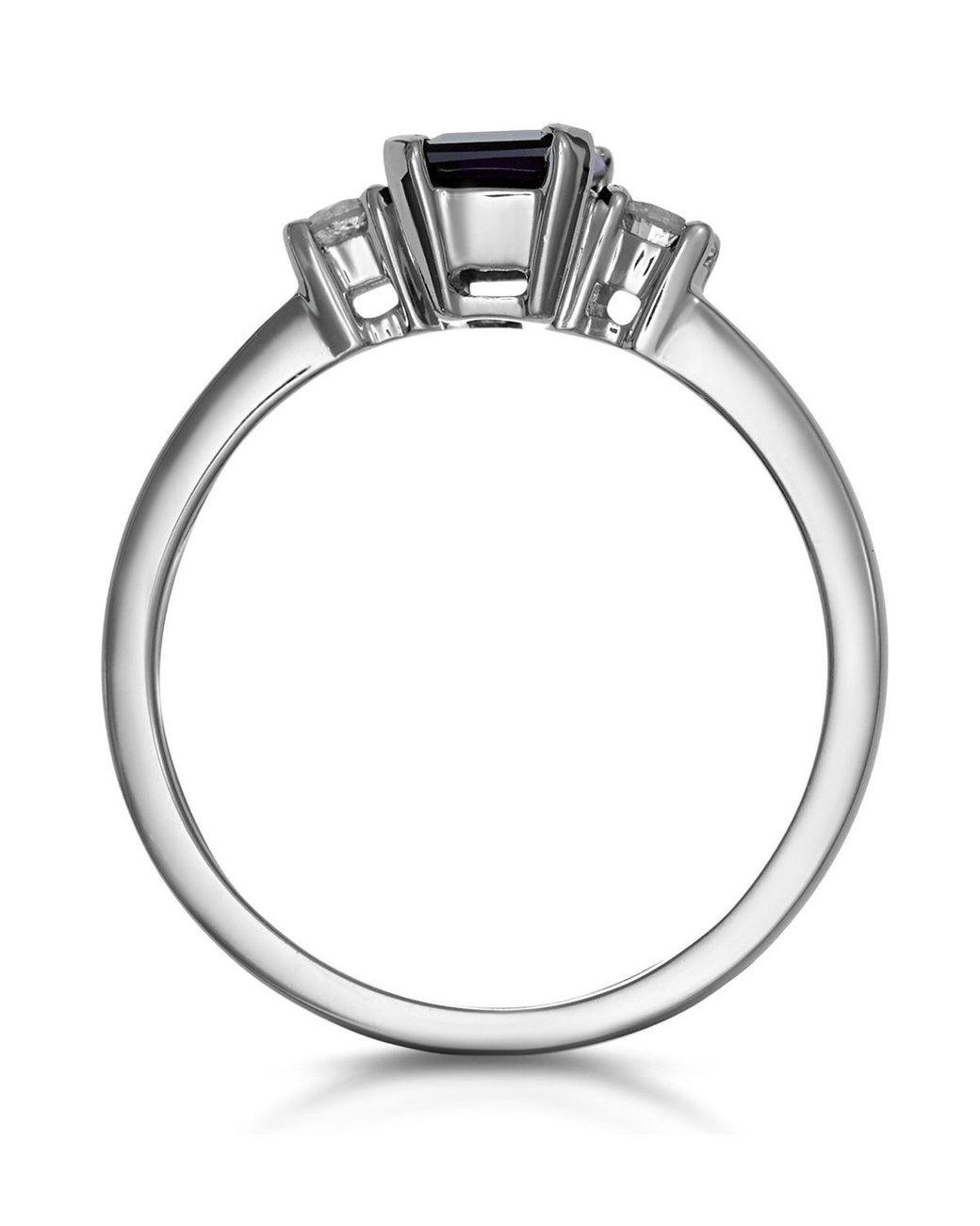 The Diamond Store Blue Sapphire 7 X 5Mm And Diamond 18K Ring