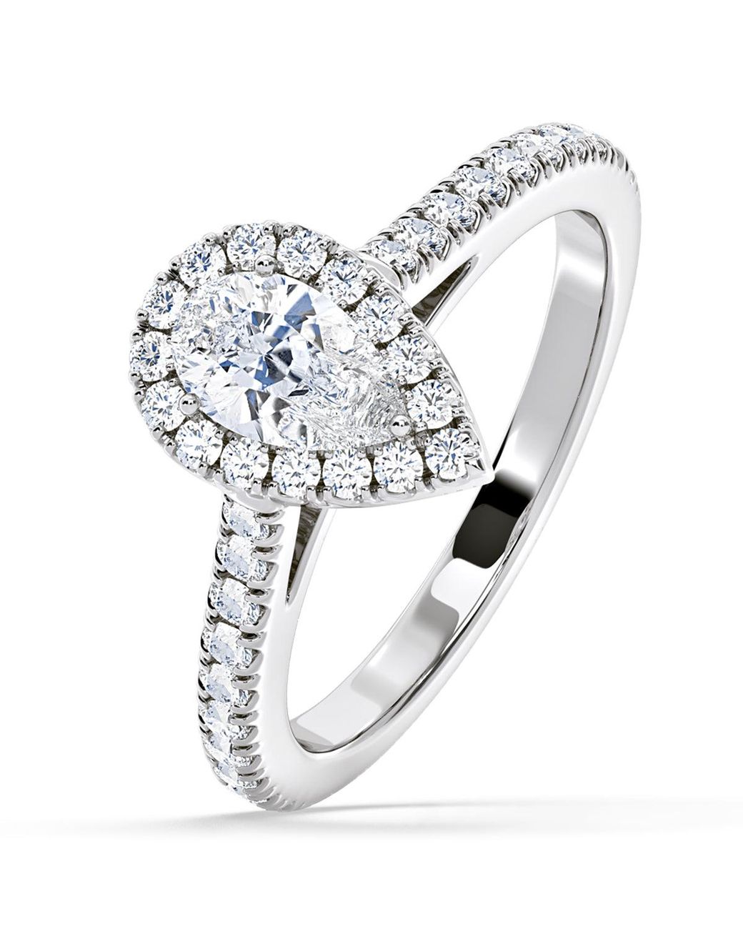 The Diamond Store White Diana Diamond Pear Halo Engagement Ring 1Ct G/Vs1