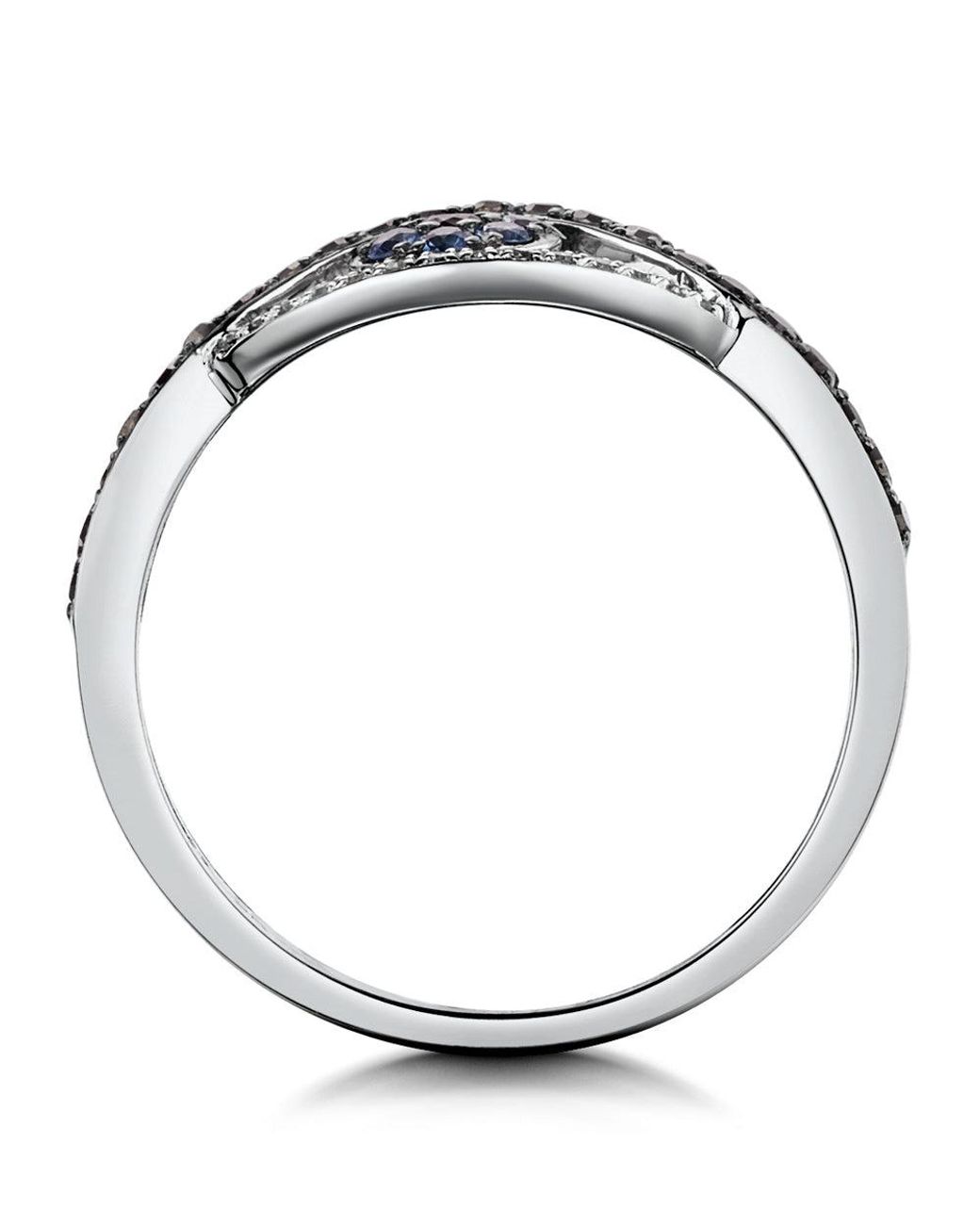 The Diamond Store Metallic Diamond Sapphire Evil Eye Hamsa Stellato Ring