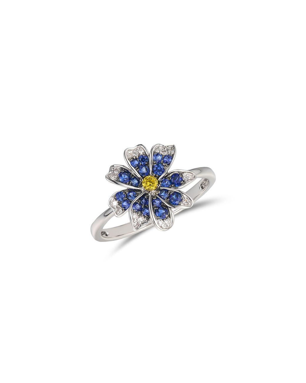 The Diamond Store Blue Stellato 0.47Ct Lab And Sapphire Flower Ring