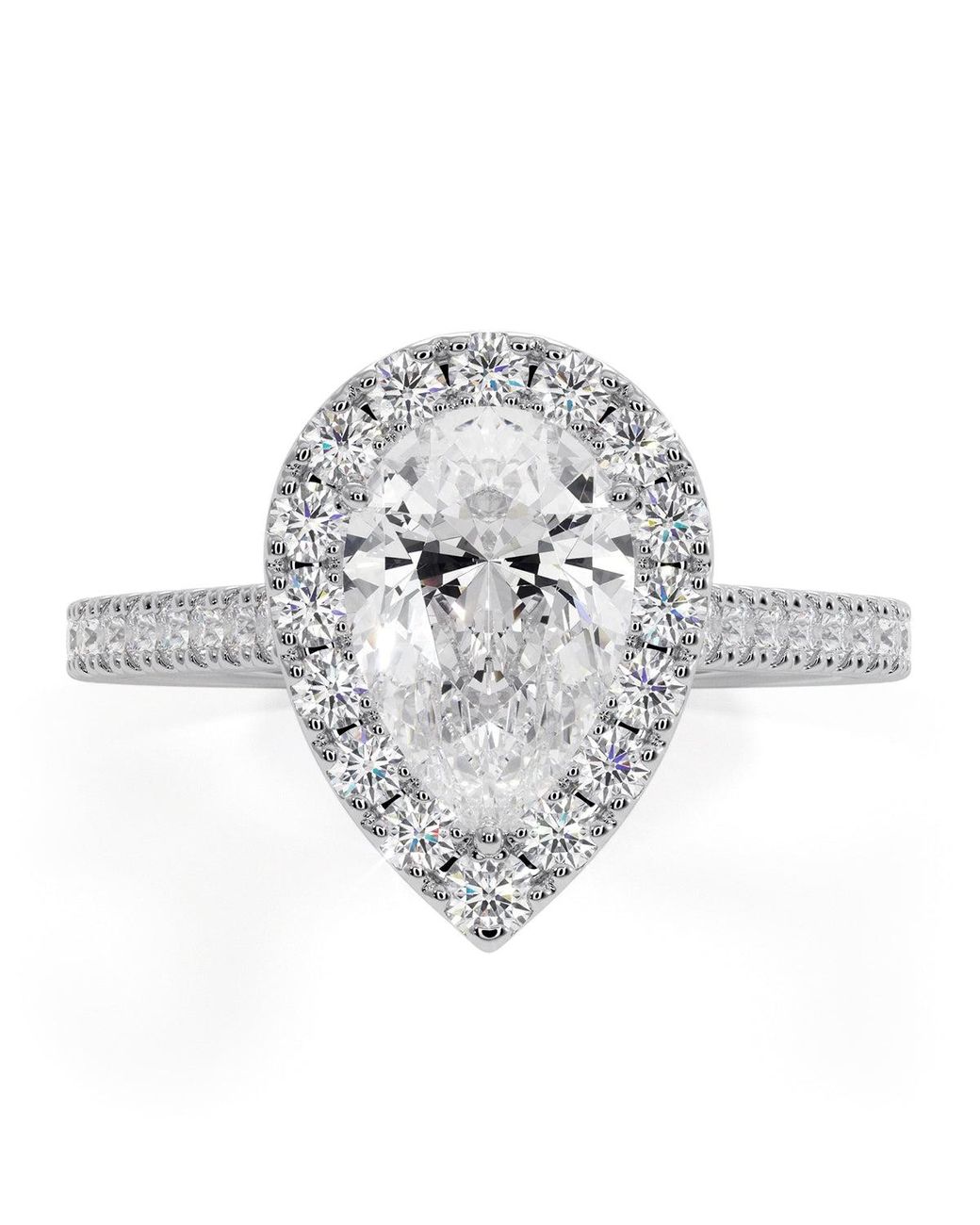 The Diamond Store White Diana Gia Diamond Pear Halo Engagement Ring 1.60Ct G/Si1