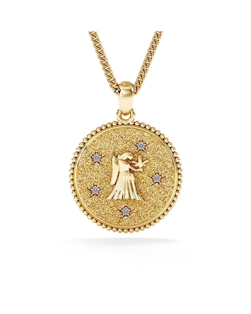 The Diamond Store Metallic Zodiac Virgo Necklace Medallion Lab Grown 0.02Ct