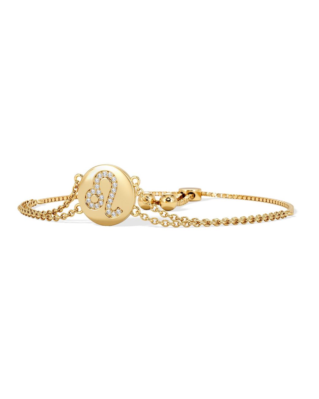 The Diamond Store Metallic Astrology Leo 0.07Ct Lab Grown Diamond Adjustable Medallion Bracelet 18K Vermeil