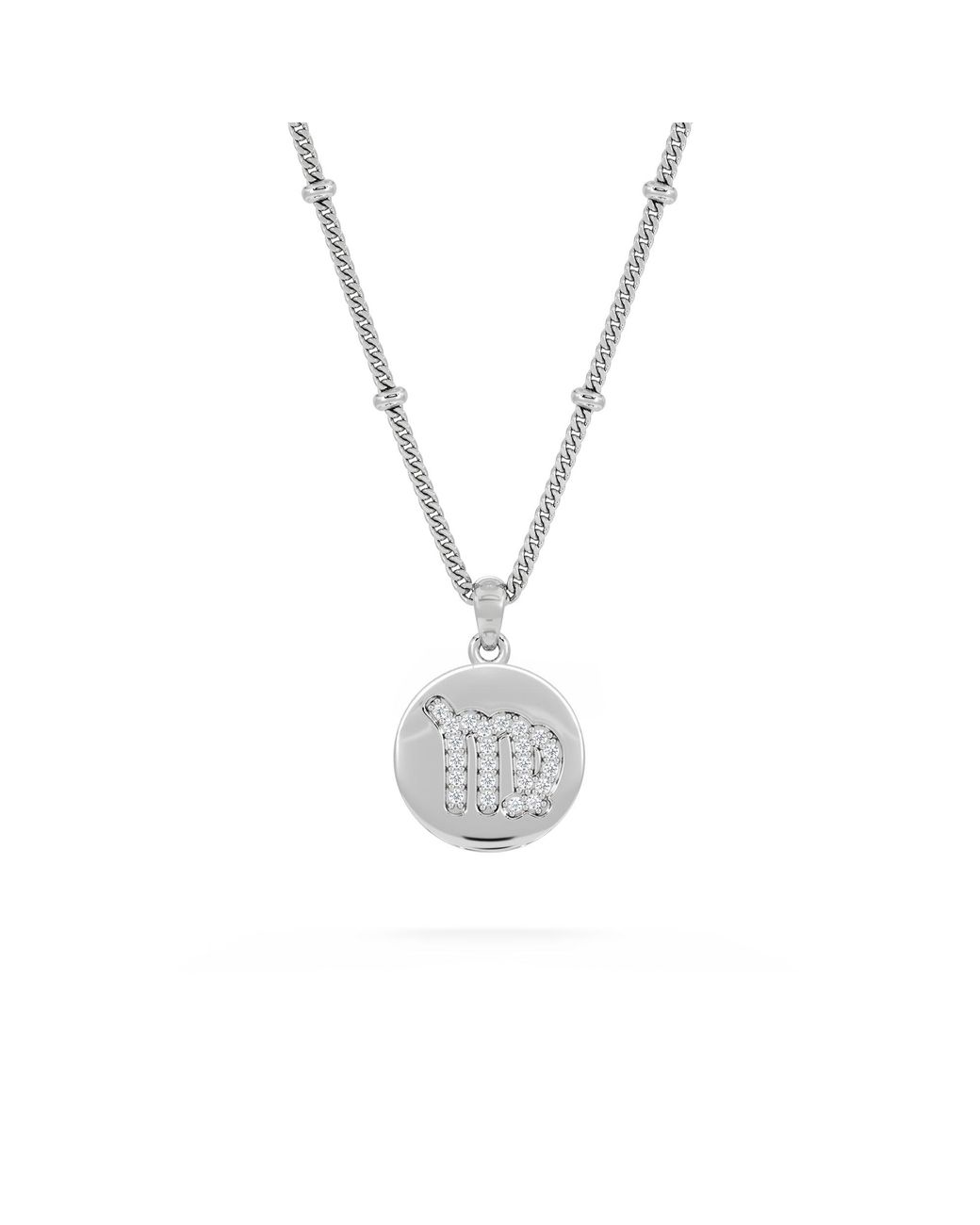 The Diamond Store Metallic Astrology Virgo 0.07Ct Lab Grown Diamond Medallion Pendant Necklace