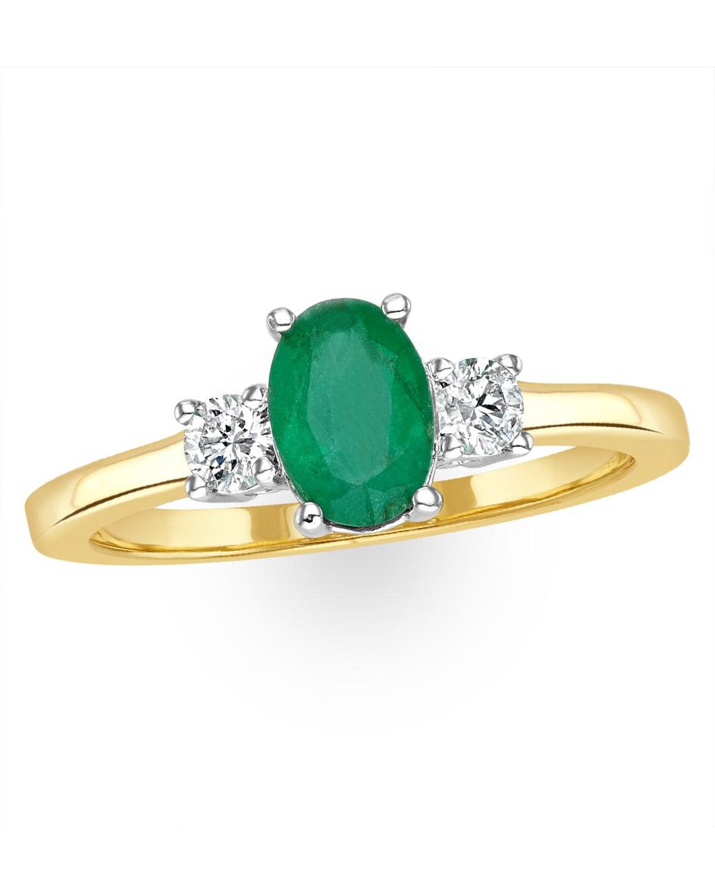 The Diamond Store Yellow Emerald 0.75Ct And Diamond 18K Ring
