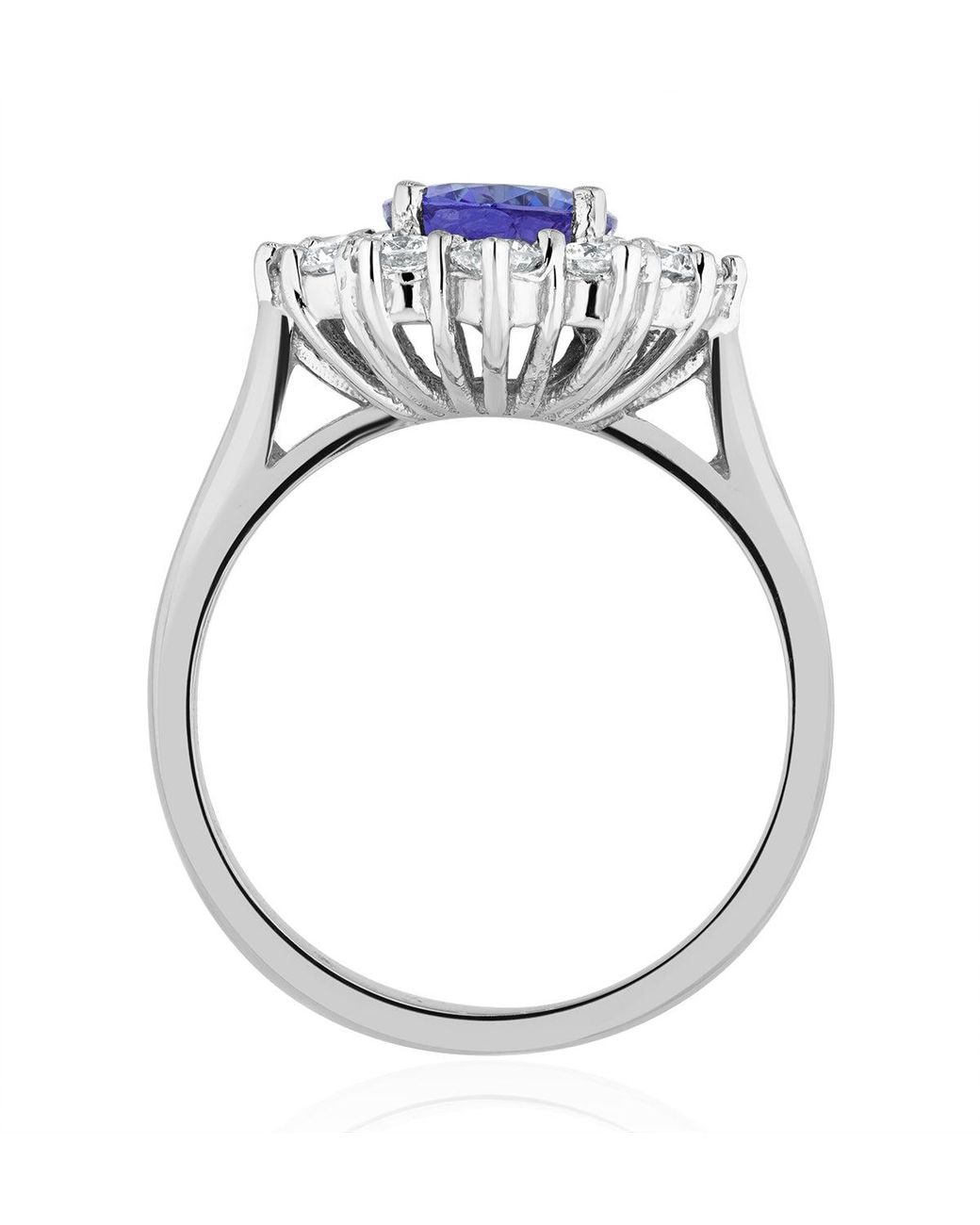 The Diamond Store Blue Tanzanite 1.7Ct And Diamond 1Ct Cluster Ring