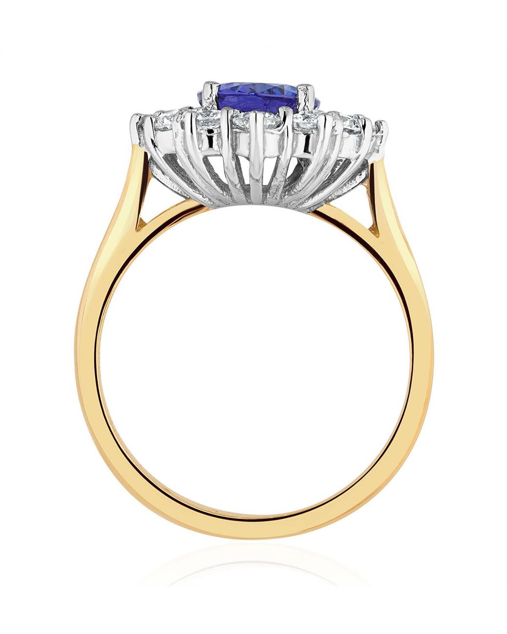 The Diamond Store Blue Tanzanite 1.7Ct And Lab Diamond 1Ct Cluster Ring