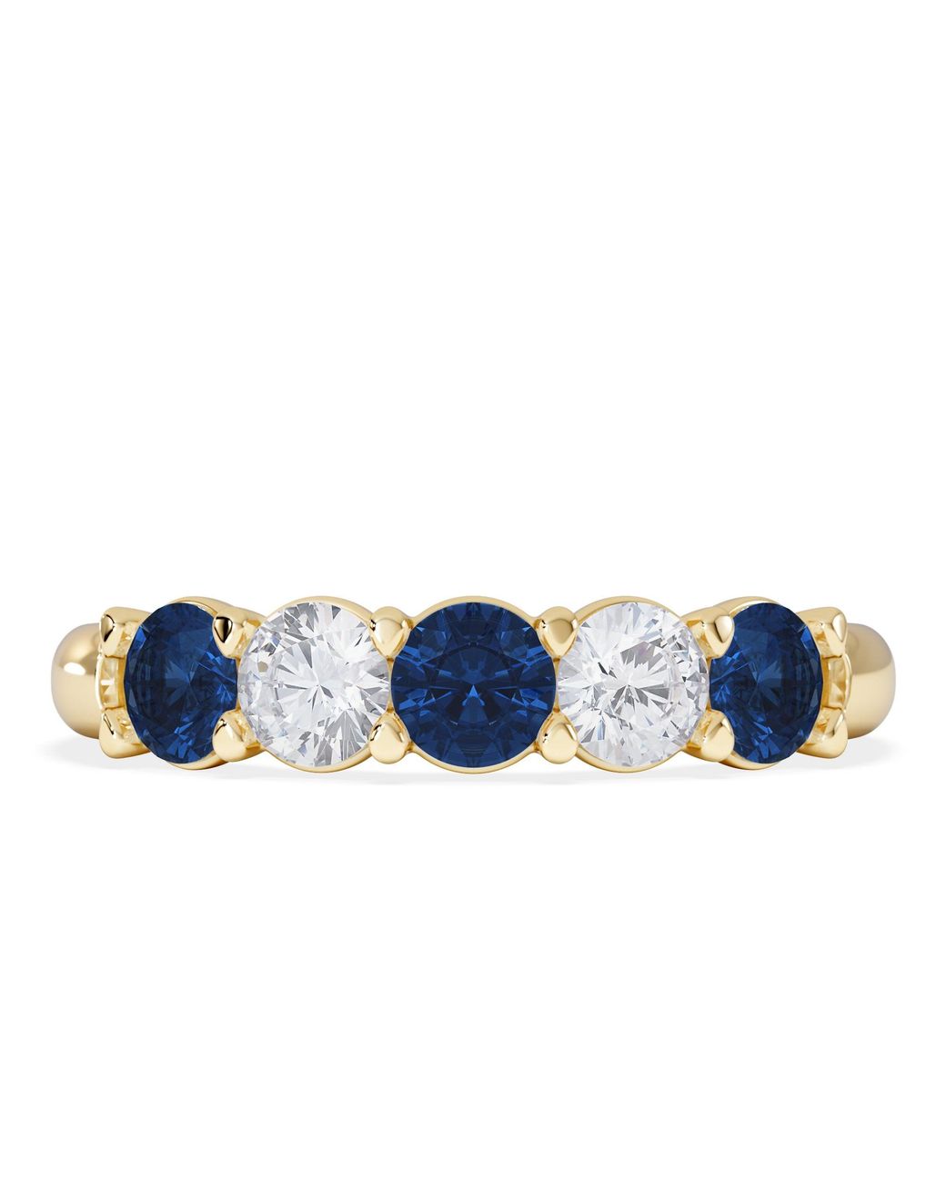 The Diamond Store Blue Solene 0.75Ct Round Cut Lab Sapphire And Lab Diamond Half Eternity Ring