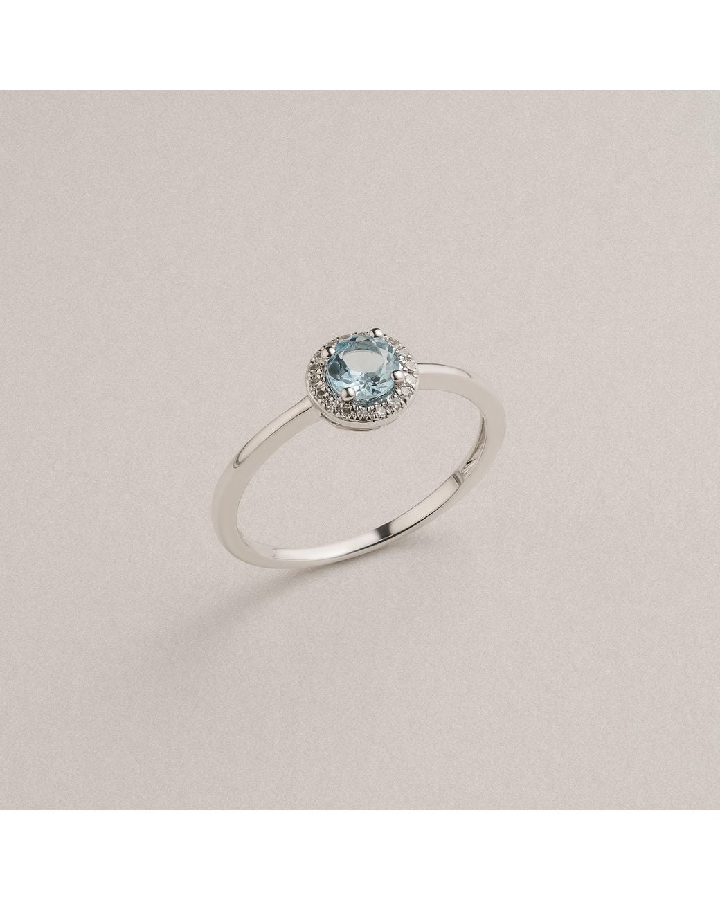 The Diamond Store Blue Stellato 0.40Ct Round Cut Topaz And Lab Diamond Halo Ring