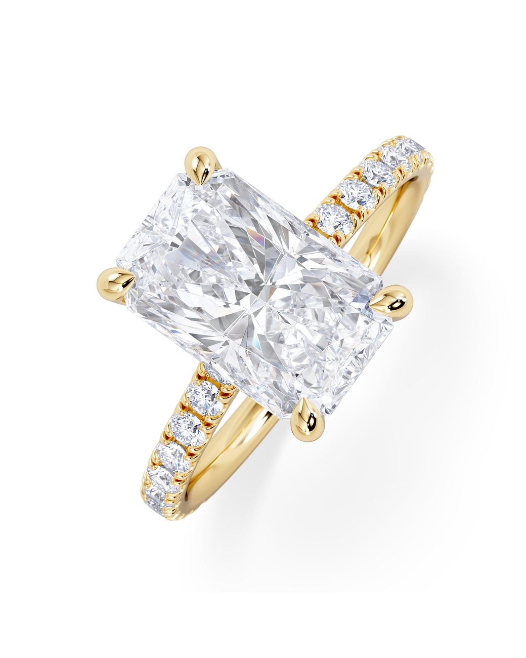 The Diamond Store Metallic Amora Radiant 3.00Ct Hidden Halo Lab Diamond Engagement Ring With Side Stones Set
