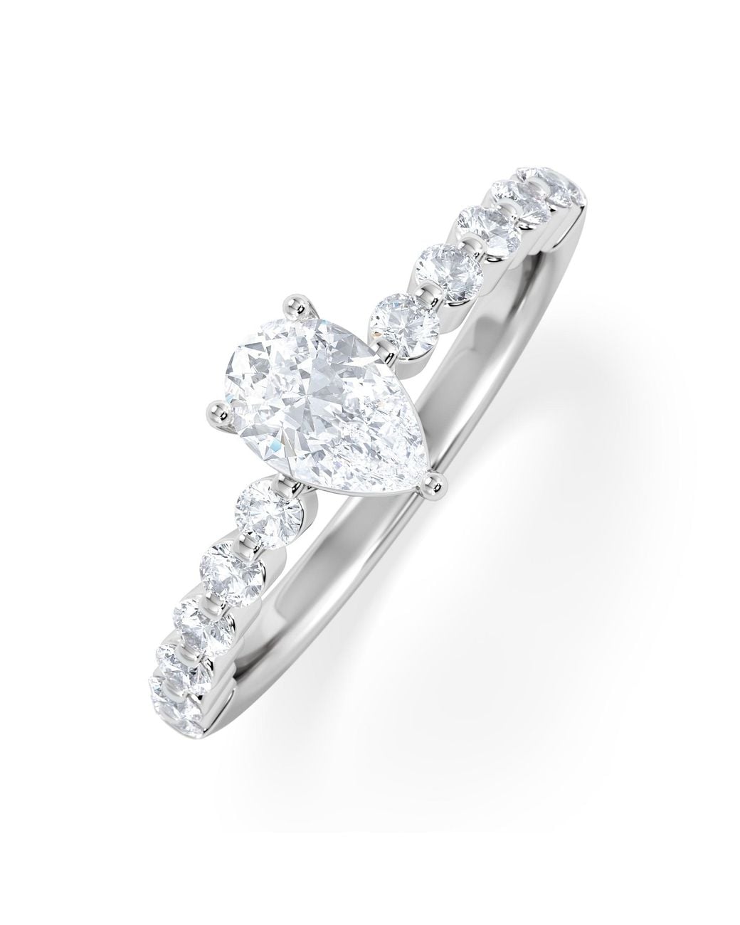 The Diamond Store White Solstice Pear Cut 0.80Ct Lab Diamond Engagement Ring F/Vs
