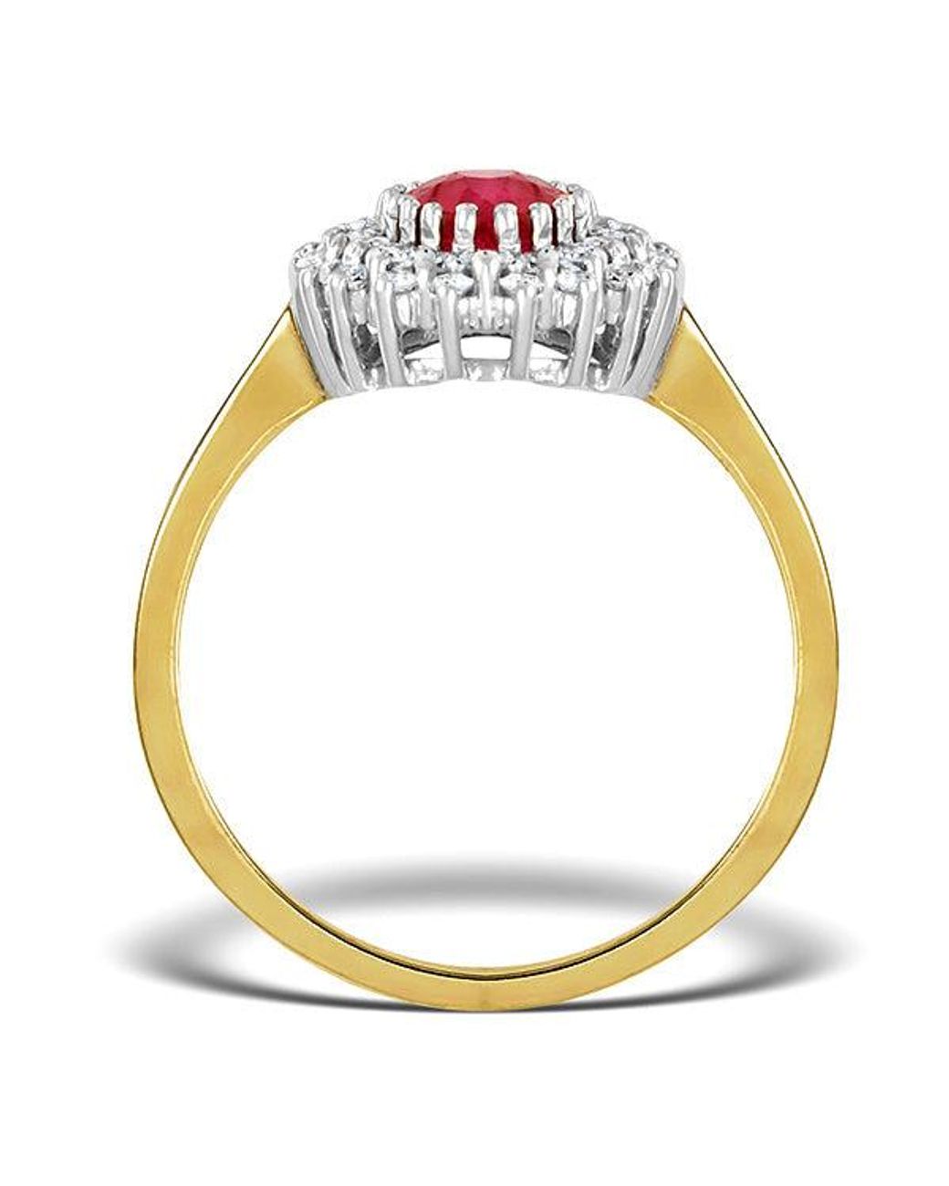 The Diamond Store Red Ruby 7 X 5Mm And Diamond 9K Ring