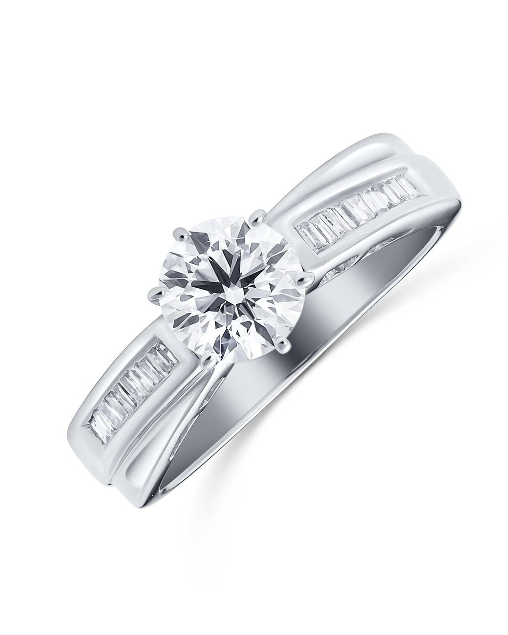 The Diamond Store White 18K Ring Baguette Set Lab Diamond Mount (1.17Ct)