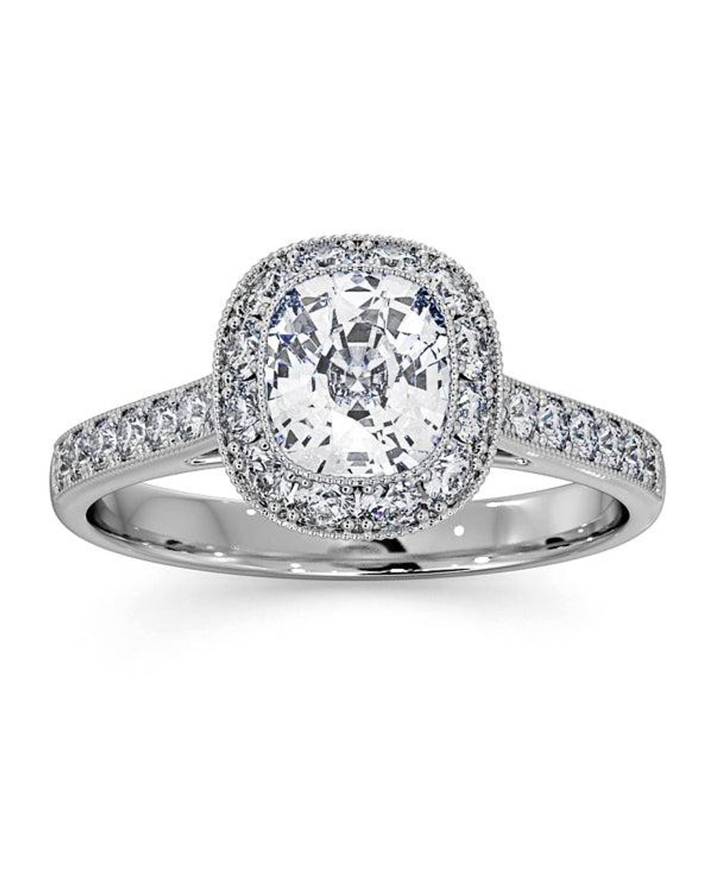 The Diamond Store White Danielle Lab Diamond Engagement Side Stone Ring 2.10Ct F/Vs1