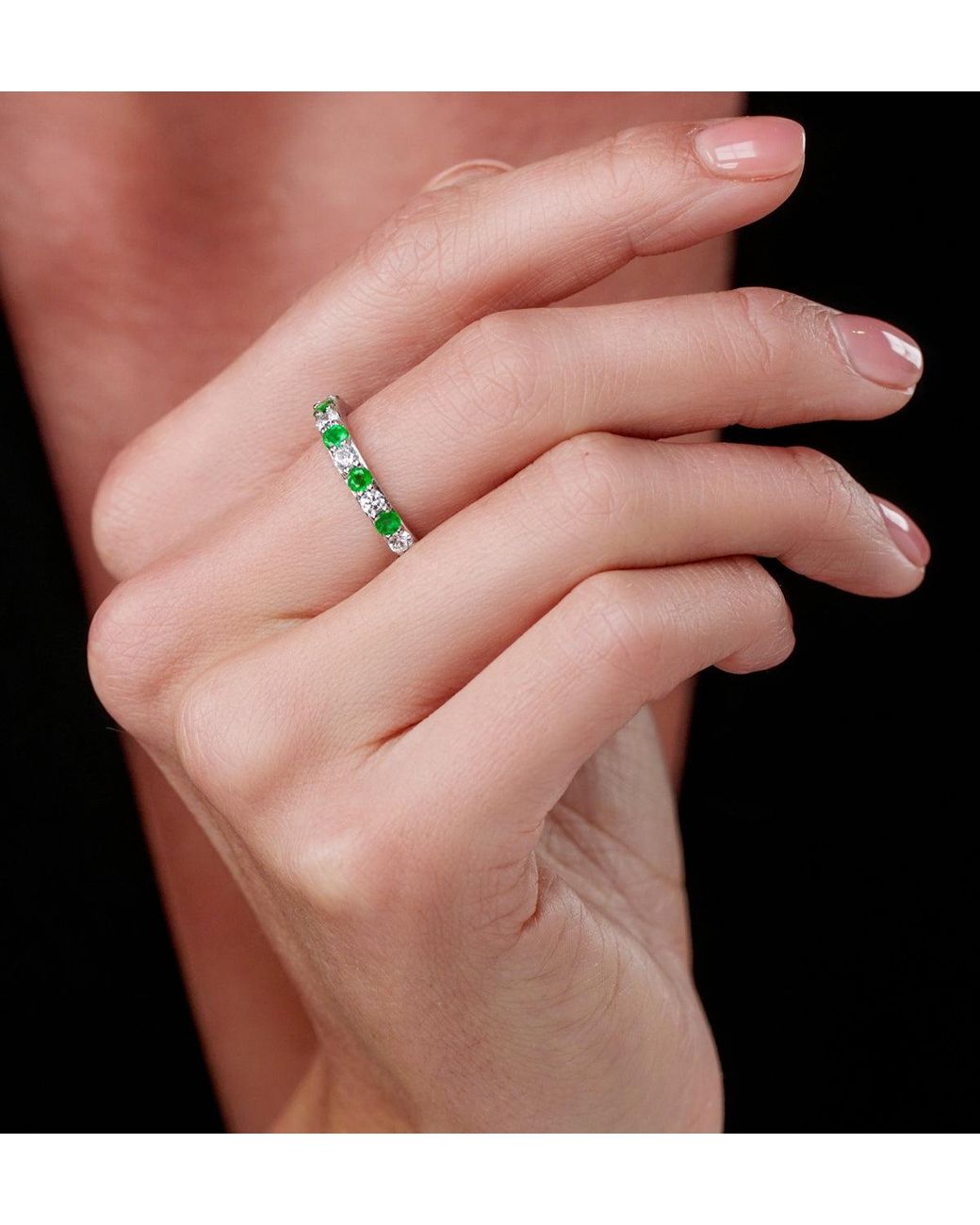 The Diamond Store White Emerald And 0.50Ct Diamond Asteria Eternity Ring 18K