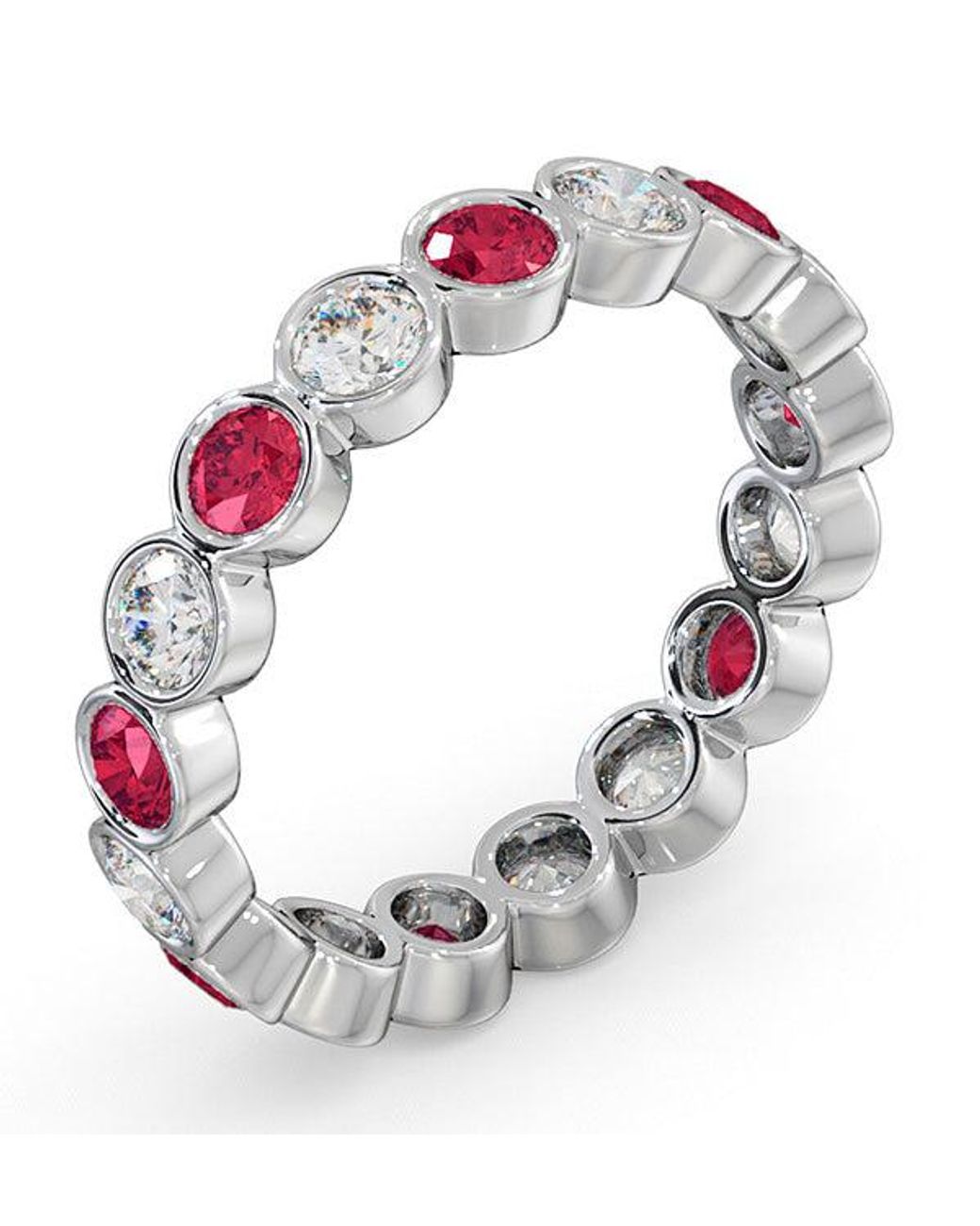 The Diamond Store White Ruby 1.50Ct And G/Vs Diamond 18Kw Eternity Ring