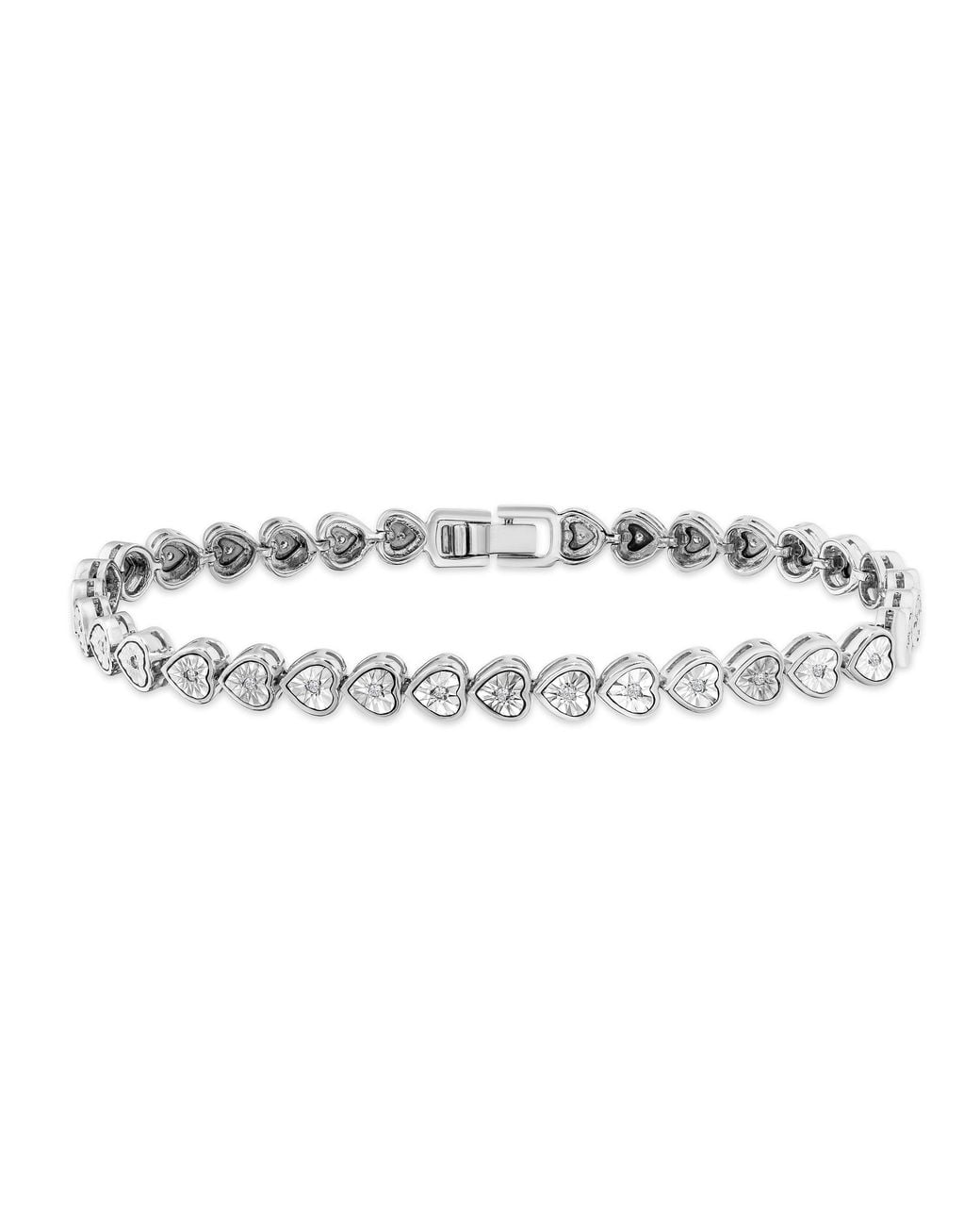 The Diamond Store Metallic Heart Tennis Bracelet Lab Diamond 0.15Ct