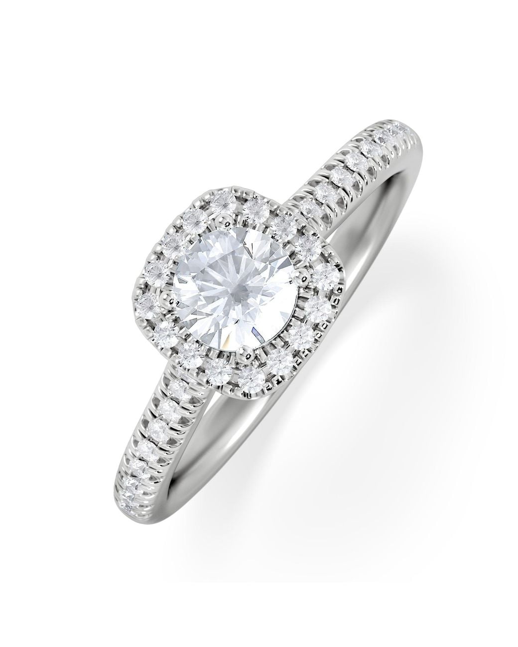 The Diamond Store White Lumia Round Cut Lab Diamond Halo Ring 0.70Ct F/Vs