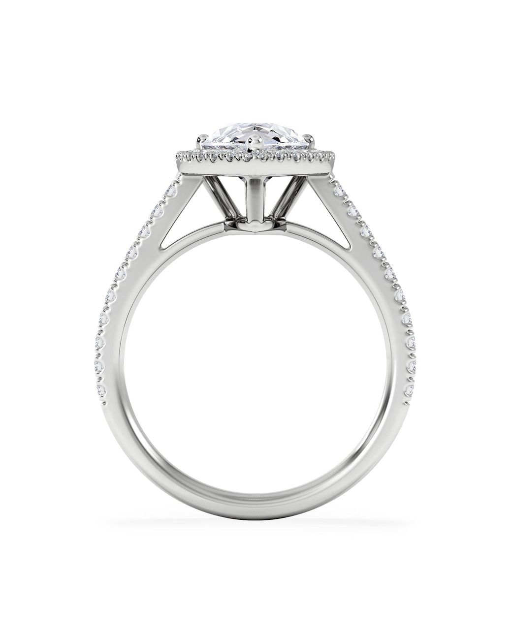 The Diamond Store White Diana Lab Diamond Pear Halo Engagement Ring 2.60Ct F/Vs1
