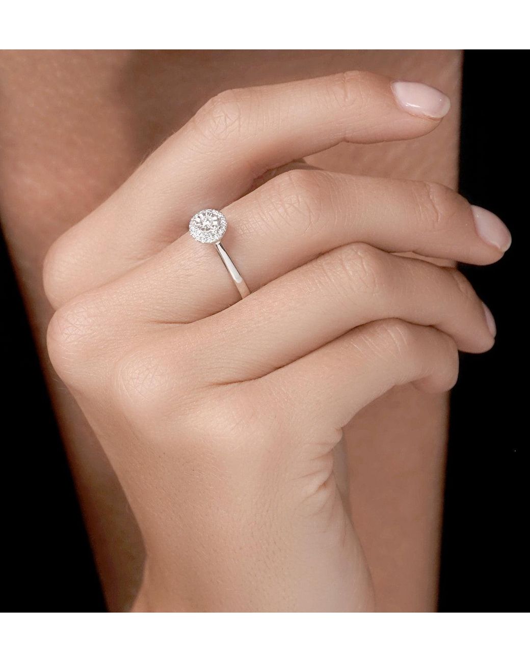 The Diamond Store White Masami Diamond Engagement Ring 0.20Ct Pave Set Halo