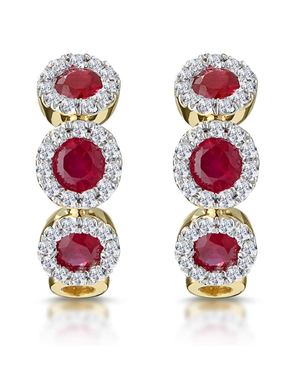 The Diamond Store Red Ruby And Diamond Trilogy Earrings