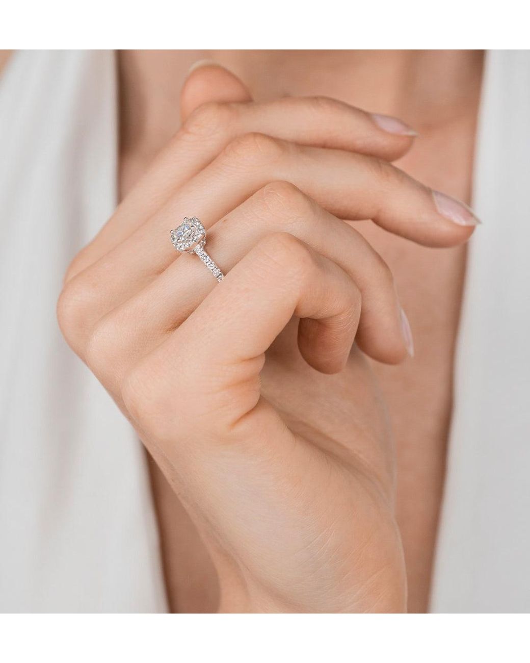 The Diamond Store White Roxy Lab Diamond Engagement Side Stone Ring 18Kw 1.58Ct F/Vs1