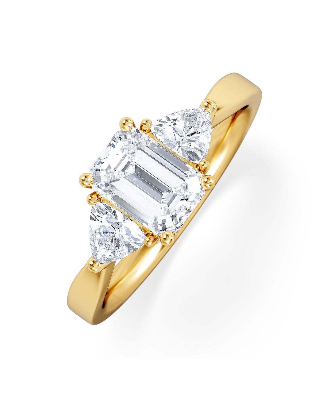 The Diamond Store Metallic Aurora Lab Diamond Emerald Cut And Trillion 1.70Ct Ring