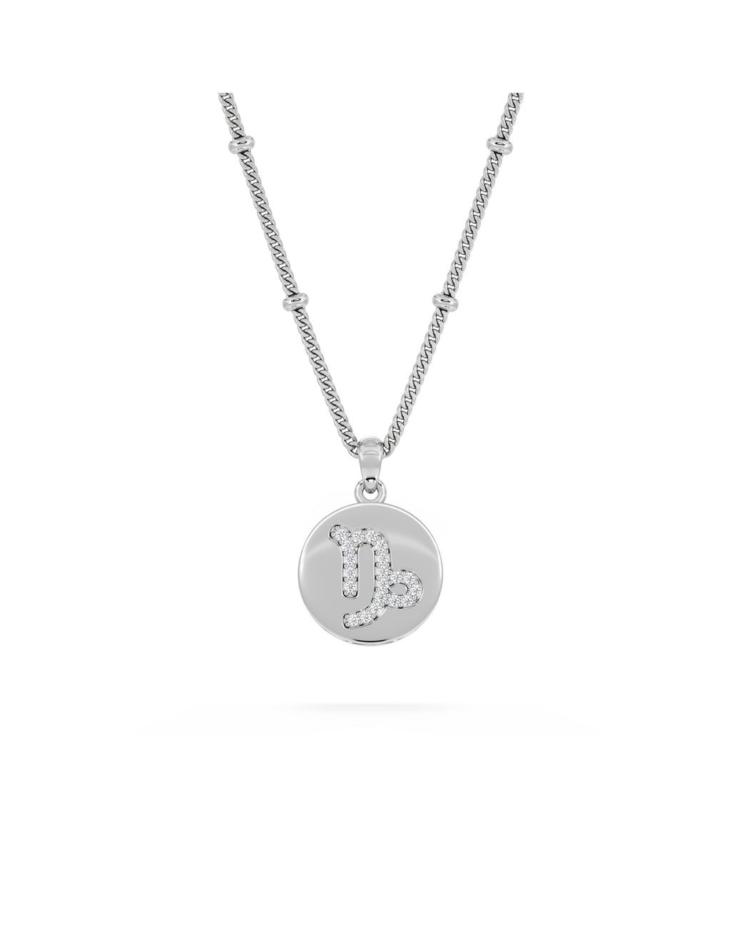 The Diamond Store Metallic Astrology Capricorn 0.07Ct Lab Grown Diamond Medallion Pendant Necklace