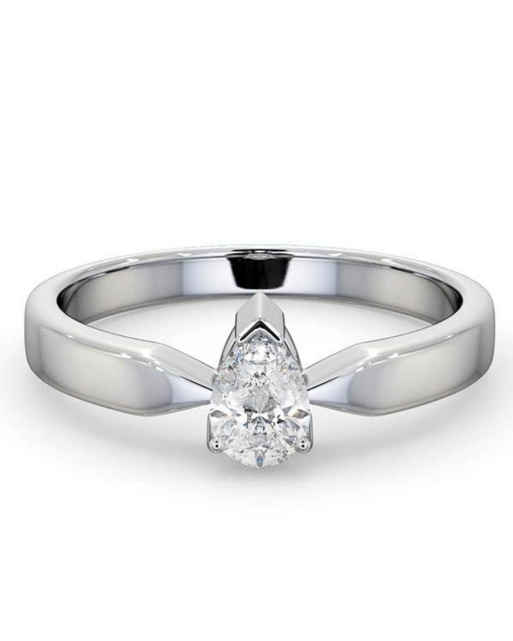 The Diamond Store Metallic Certified Pear Shaped Diamond Engagement Ring 0.50Ct-H/Si
