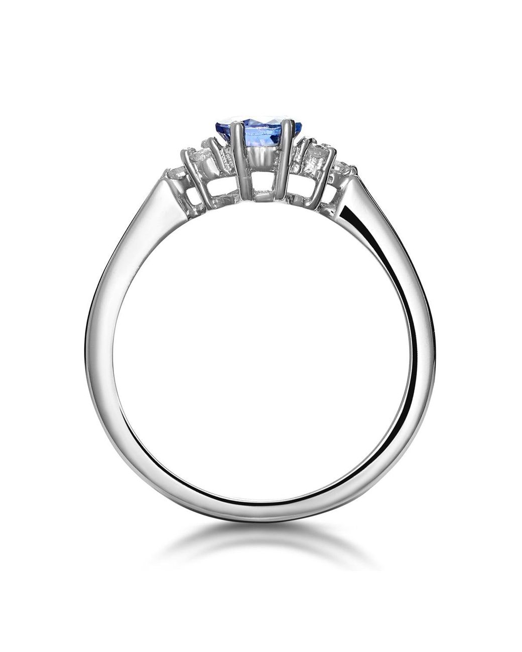 The Diamond Store Blue Tanzanite 7 X 5Mm And Diamond 18K Ring N3493Y