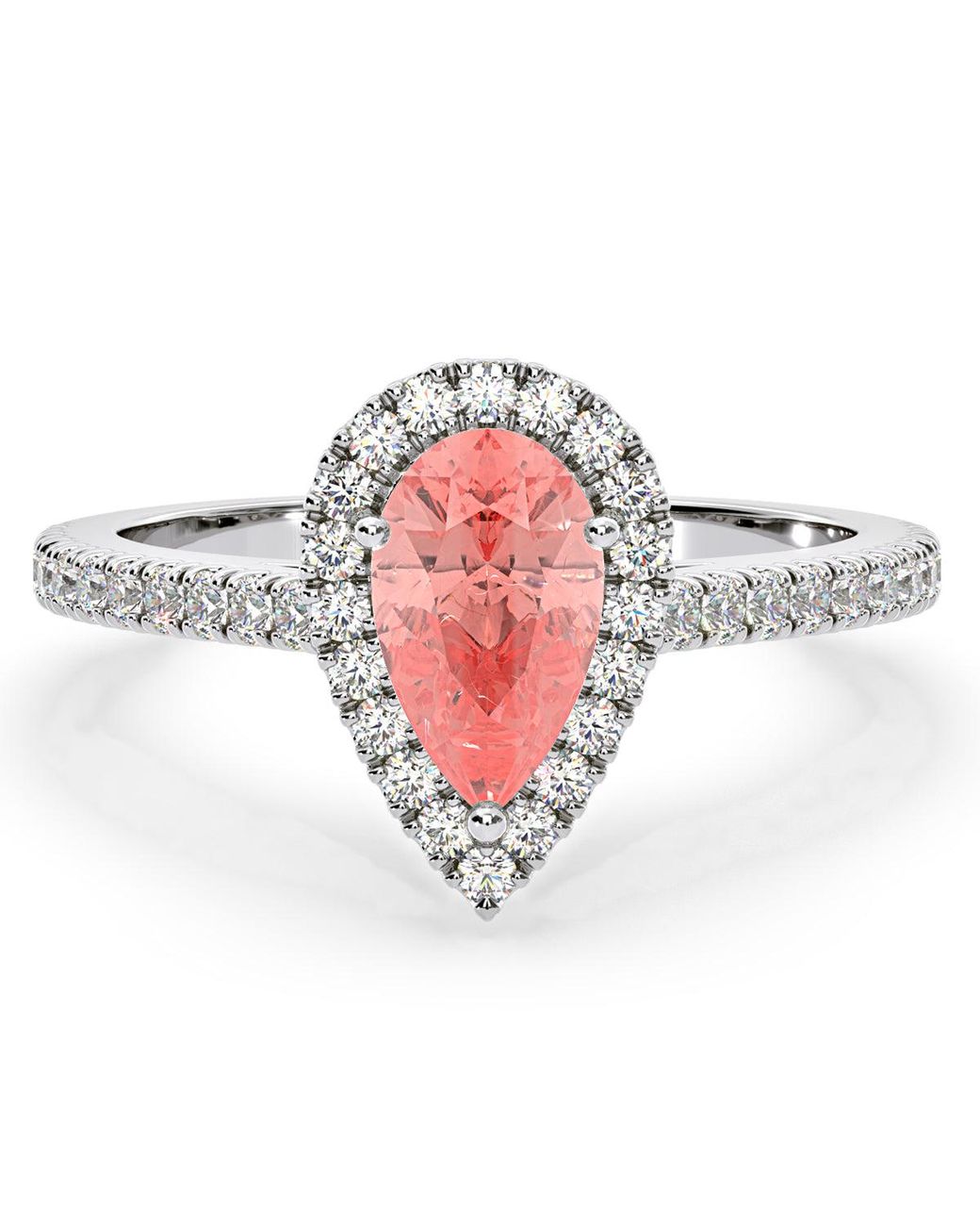 The Diamond Store Pink Diana Lab Diamond Pear Halo Ring 1.60Ct