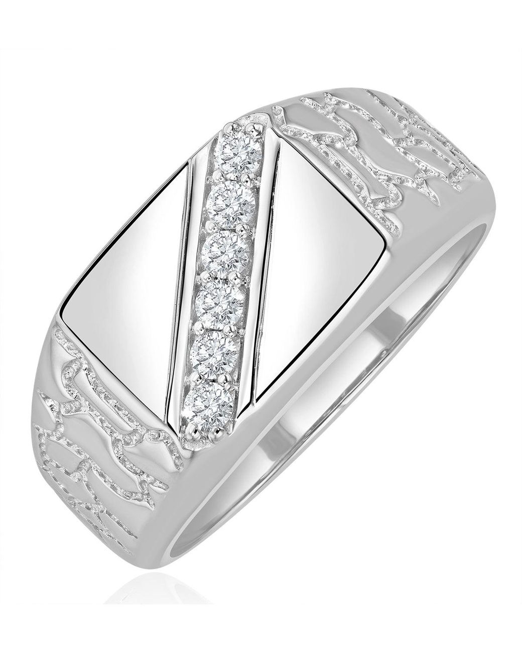 The Diamond Store Metallic Lab Diamond Signet Ring 0.25Ct H/Si for men