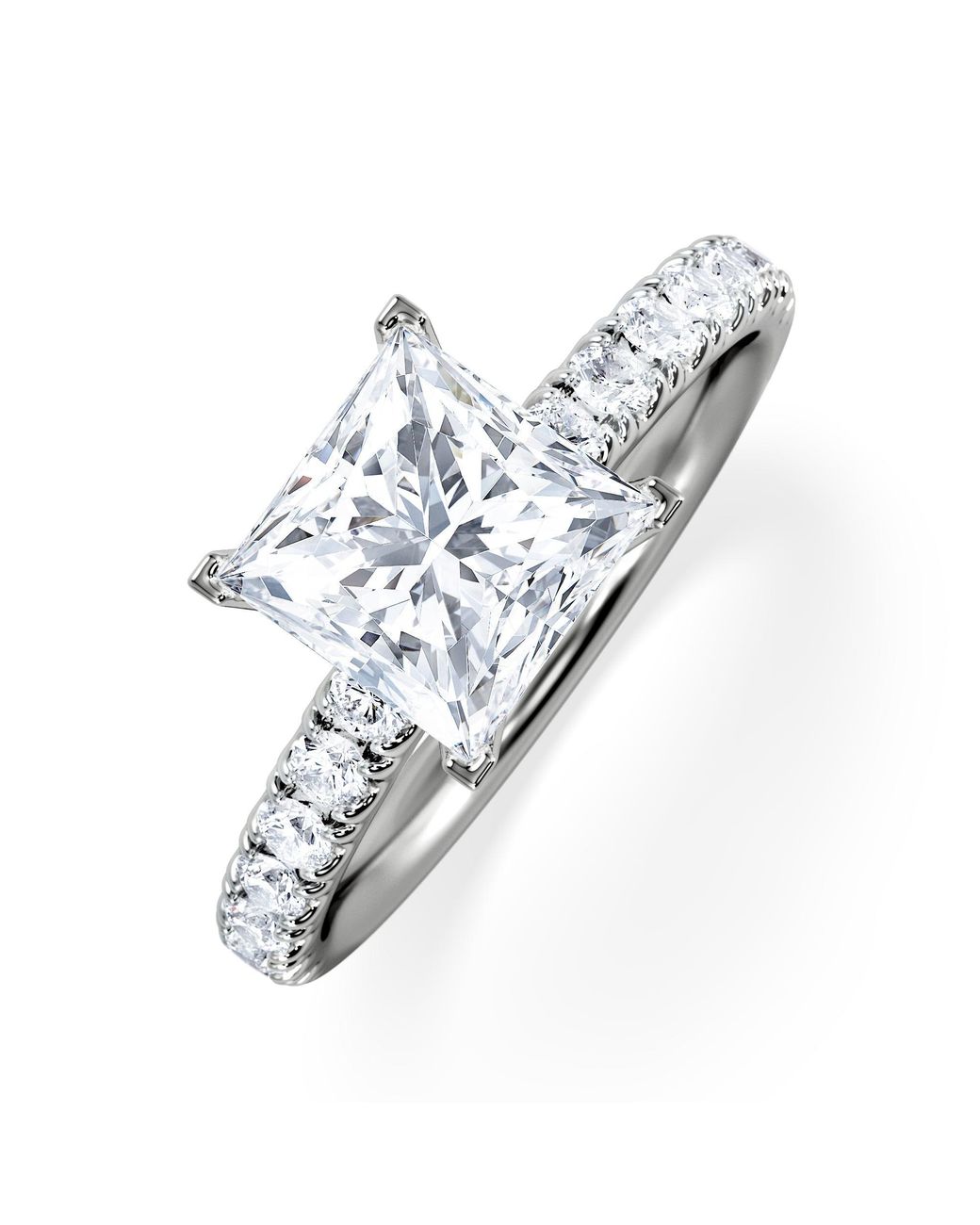 The Diamond Store White 2.10Ct Katerina Lab Princess Diamond Engagement Ring 18Kw F/Vs1