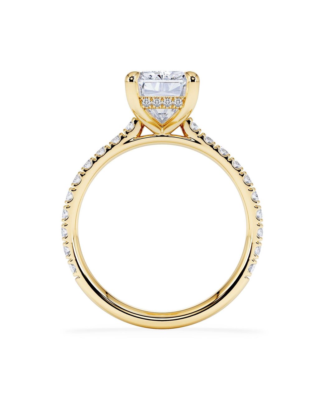 The Diamond Store Metallic Amora Radiant 3.00Ct Hidden Halo Lab Diamond Engagement Ring With Side Stones Set