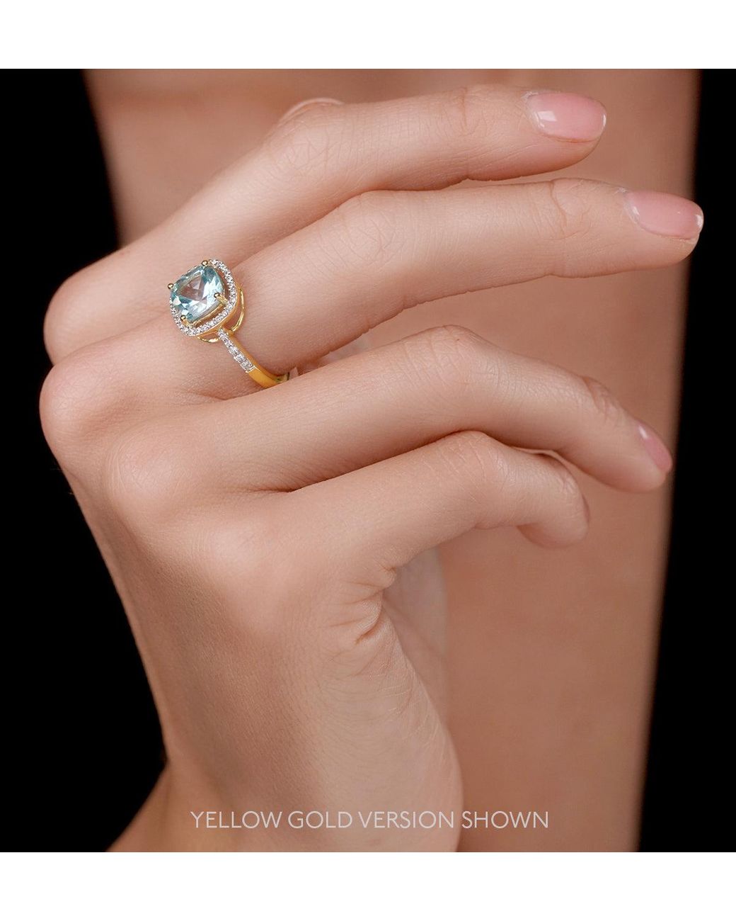 The Diamond Store Blue 2Ct Topaz And Lab Diamond Shoulders Asteria Ring