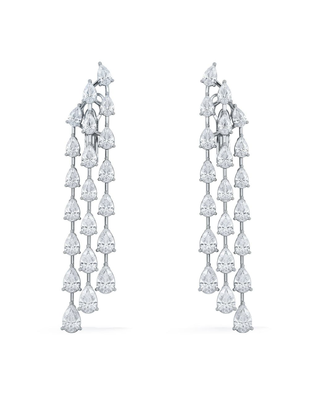 The Diamond Store White Luxe 10.00Ct Lab Diamond Chandelier Earrings With Igi Certified Pear-Cut Diamonds