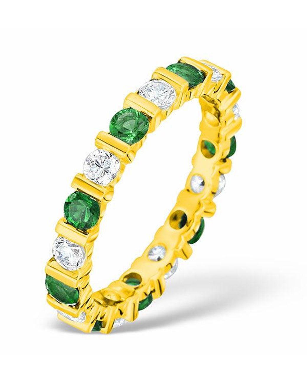 The Diamond Store Yellow Hannah 18K Emerald 0.70Ct And H/Si 2Ct Diamond Eternity Ring