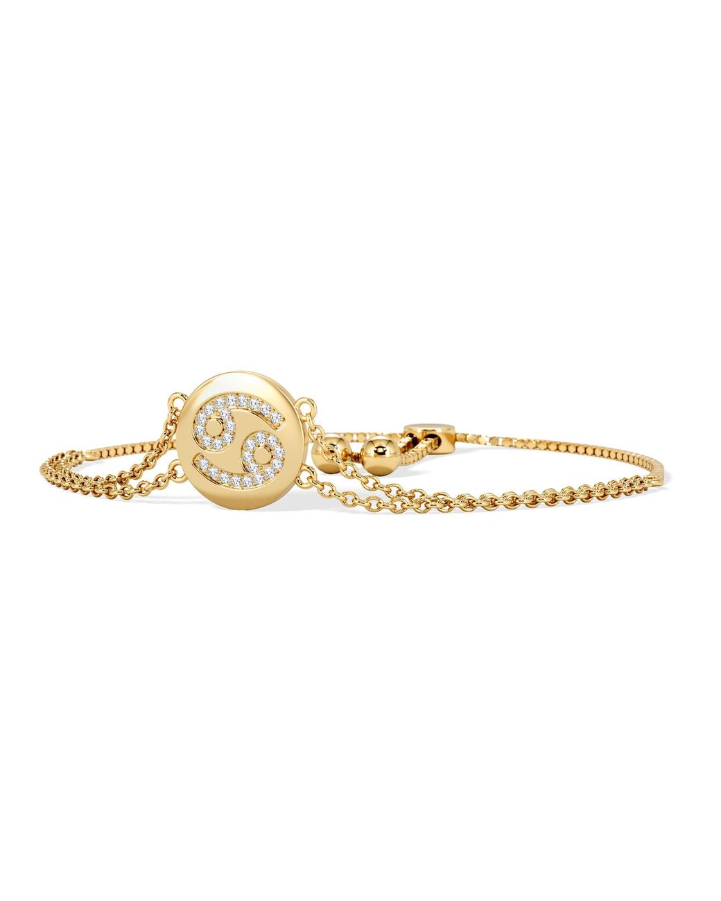 The Diamond Store Metallic Astrology Cancer 0.07Ct Lab Grown Diamond Adjustable Medallion Bracelet 18K Vermeil