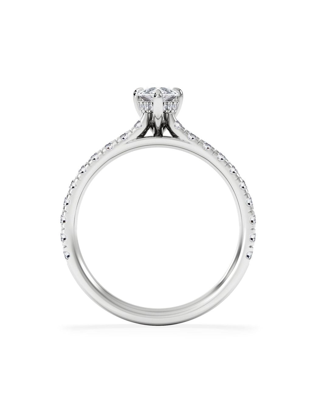 The Diamond Store White Amora Pear 0.97Ct Hidden Halo Lab Diamond Engagement Ring With Side Stones Set