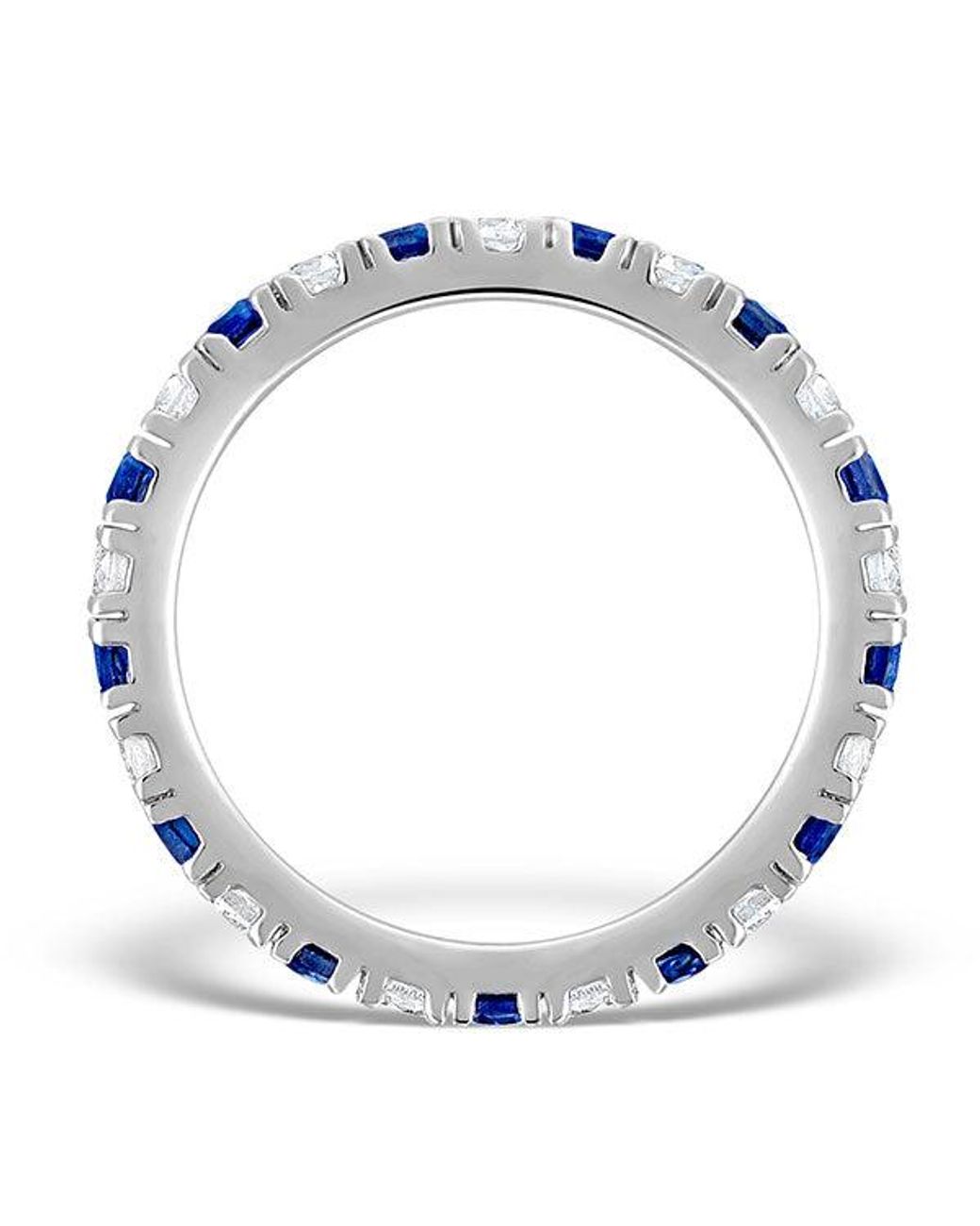 The Diamond Store Blue Sapphire 0.90Ct And H/Si Diamond Eternity Ring