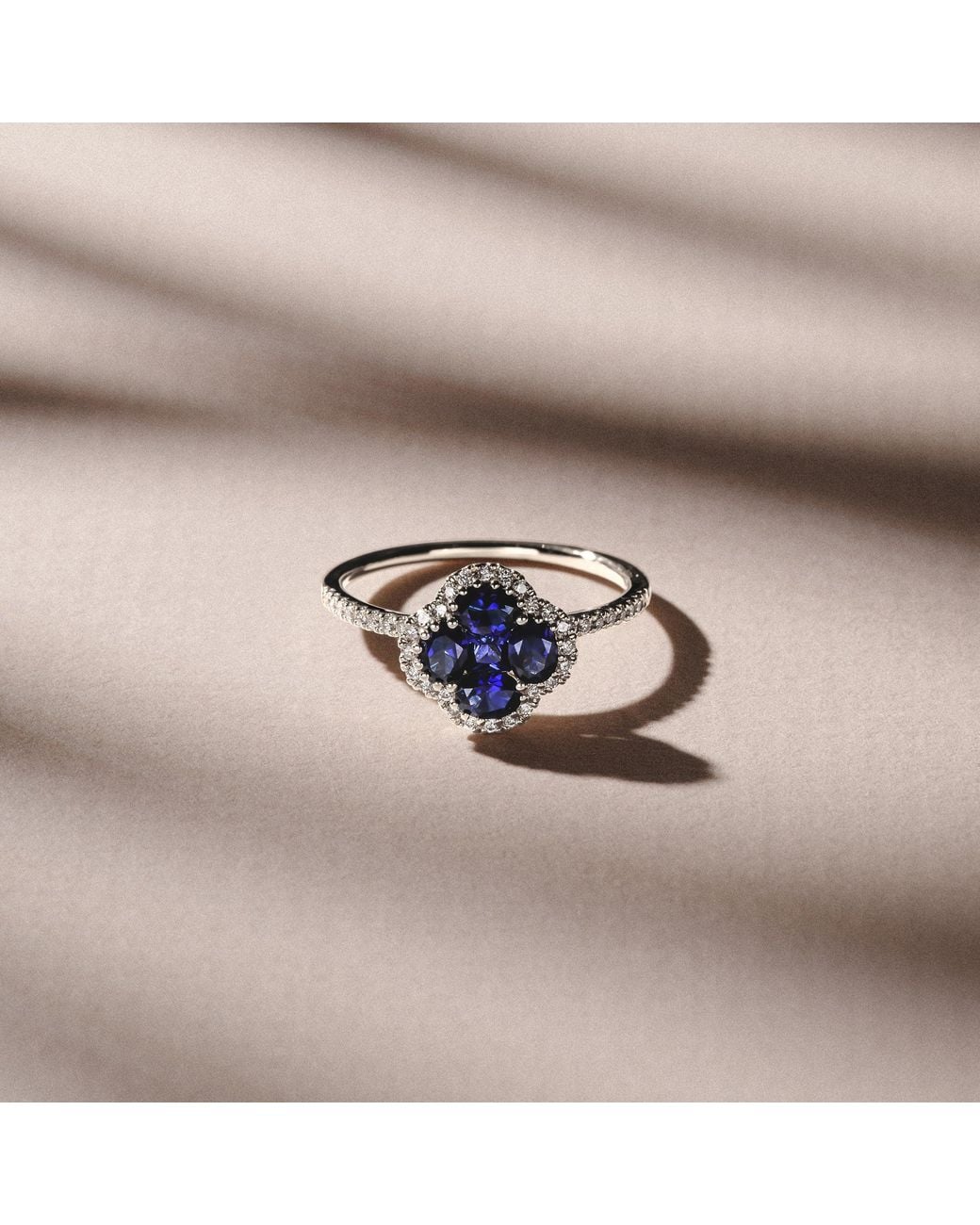 The Diamond Store Blue Alegria 1.00Ct Lab Sapphire Halo Ring