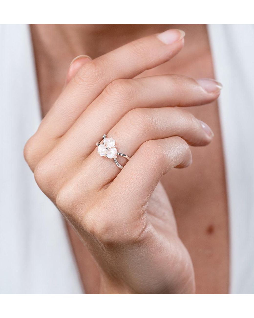 The Diamond Store Pink Shell And Diamond Stellato Ring 0.06Ct