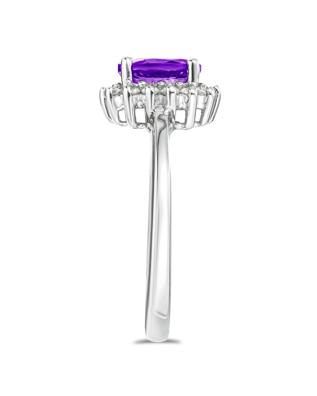 The Diamond Store Purple Amethyst 0.70Ct And Diamond 925 Sterling Ring