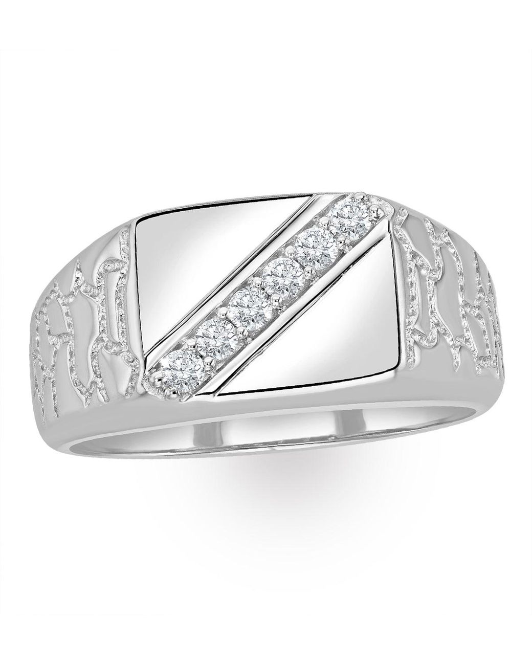 The Diamond Store Metallic Lab Diamond Signet Ring 0.25Ct H/Si for men