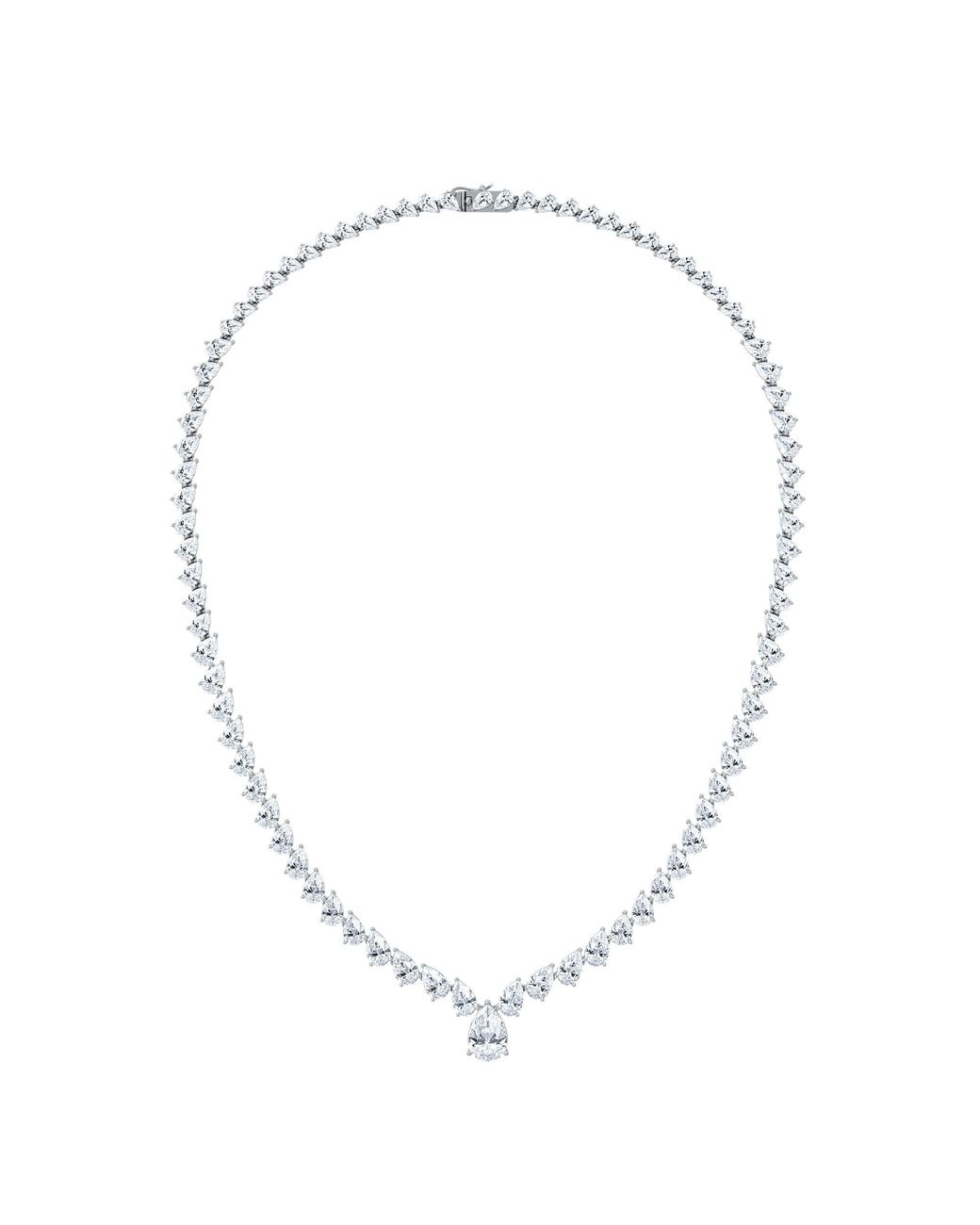 The Diamond Store Metallic Luxe 32.00Ct Lab Diamond Necklace With 3.00Ct Igi Certified Pear-Cut Centre